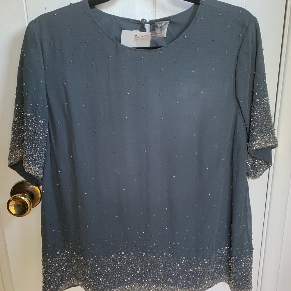 ASOS Curve Grey sequined top (US size 14)